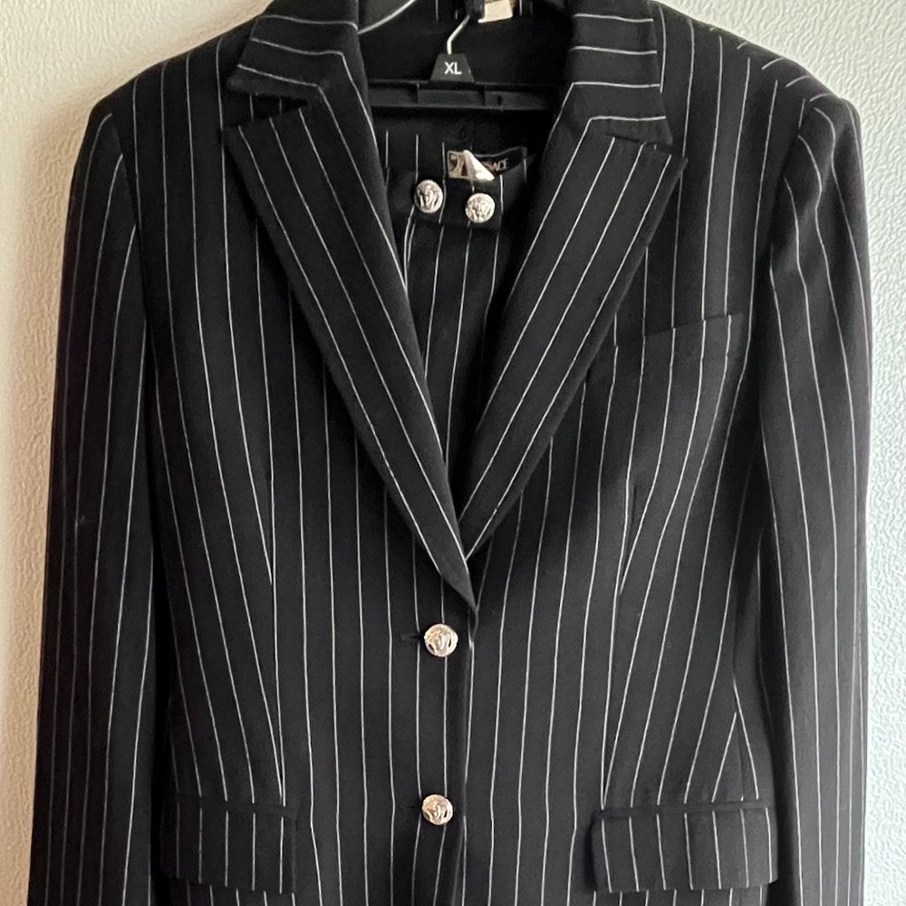 Versace Pinstripe Blazer Pantsuit